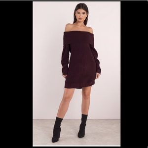NWT Wine off the shoulder sweater dress